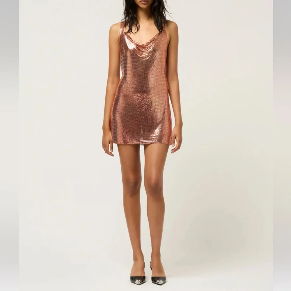 Michael Lo Sordo CROSS DRAPE CHAINMAIL MINI DRESS NWT Size AU10 US Medium - Picture 1 of 10